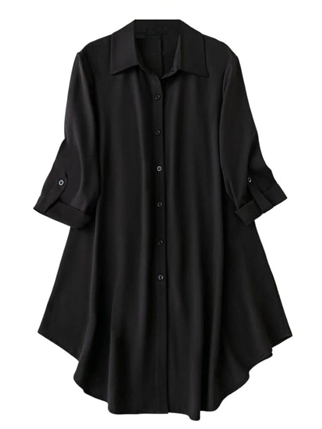 Western Dress || Solid Button Front Shirt Dress for Women